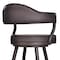 Armen Living Justin 26" Counter Height Swivel Vintage Brown Faux Leather Bar Stool with Brown Metal Legs LCJTBABRBR26 - alternate 3